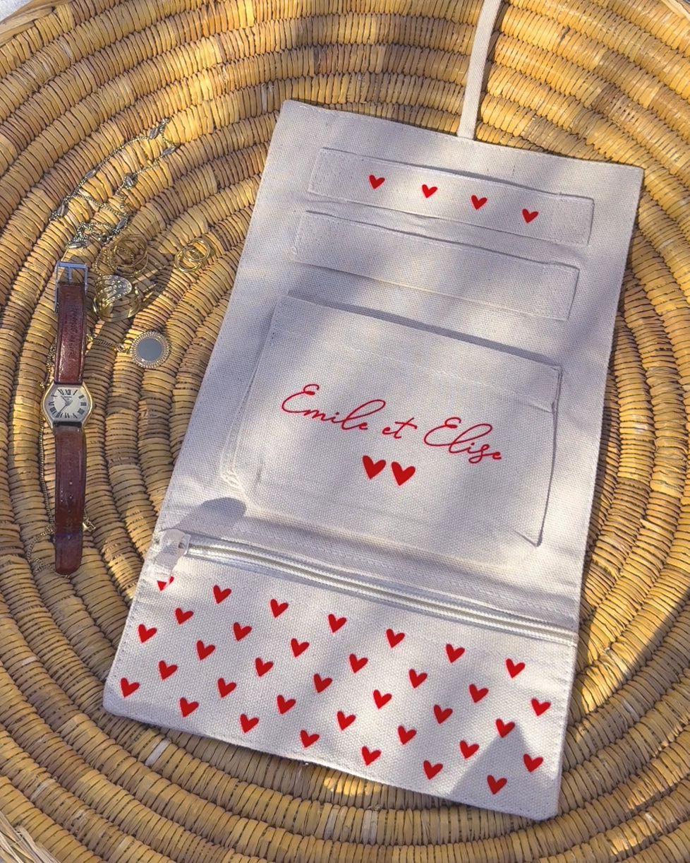 Trousse à bijoux de voyage - Modèle coeurs