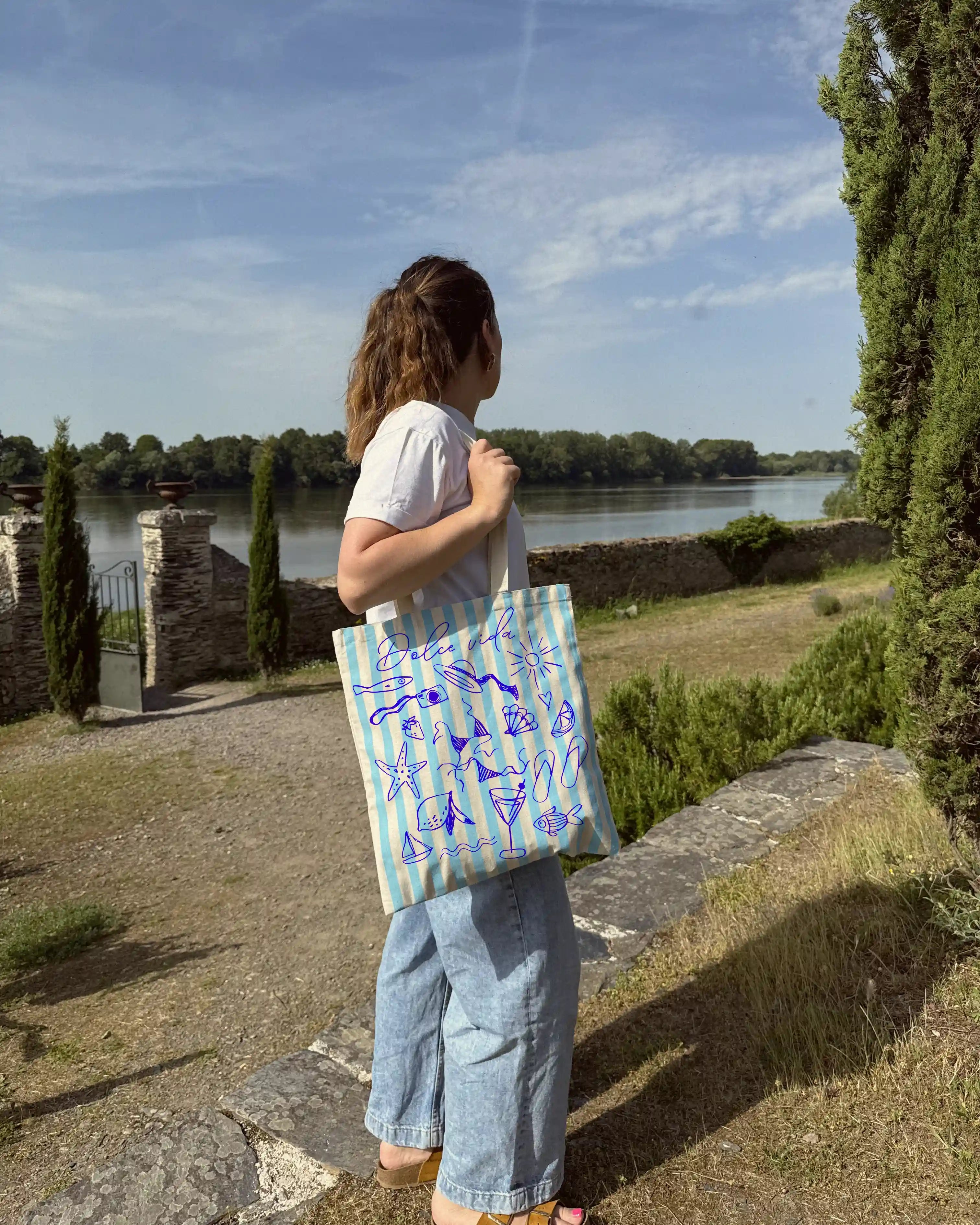 Totebag rayé "illustrations"
